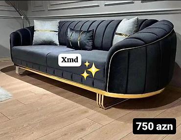 klassik divan: Qara rəngdə, müasir dizaynlı 3 nəfərlik divan. Yumşaq parça üzlük — 1