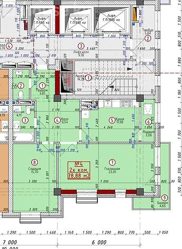 Продажа квартир: 2 комнаты, 78 м², Азия Молл Элитка, 16 этаж, ПСО (под самоотделку) — 1