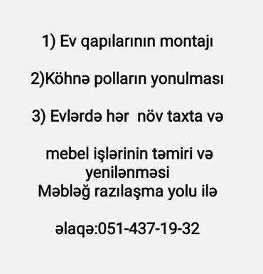 ремонт газового котла: 1) Ev qapılarının montajı 2)Köhnə polların yonulması 3) Evlərdə hər