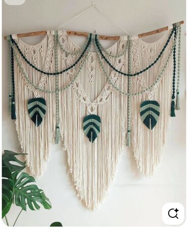 Панно: Макраме-панно и декоративные листья для интерьера. - Ручное плетение — 7