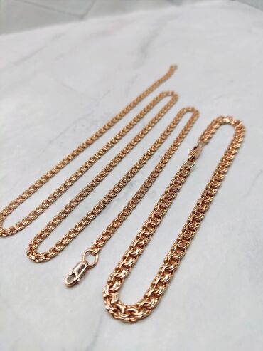 Цепочки: Золото комплект 585 проба Ручная работа Цепь и браслет Плетение — 17