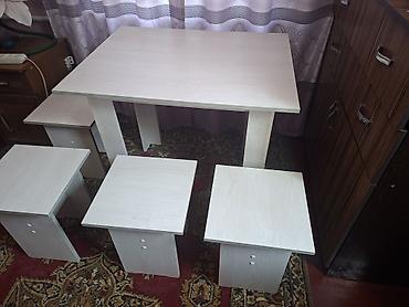 study table: Продаю новый кухонный стол с 4 табуретами . Размеры стола 90см на — 4