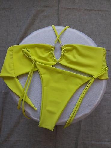 tech komplet: Ženski bikini set – bandeau top sa ukrasnim perlama i gaćicama sa — 6