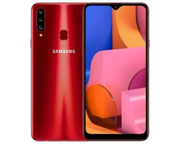 телефон с23: Samsung Galaxy A20s, Б/у, 32 ГБ, цвет - Красный, 2 SIM