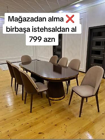 masaustu dest: Qonaq otağı üçün, Yeni, Açılmayan, Oval masa, 6 stul — 1