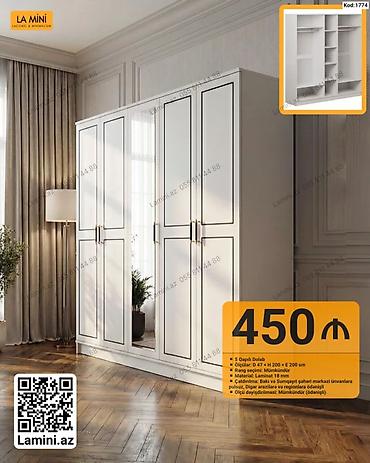 Dolablar: 5 qapılı paltar dolabı - Ölçülər: D 47 × H 200 × E 200 sm - Rəng — 1
