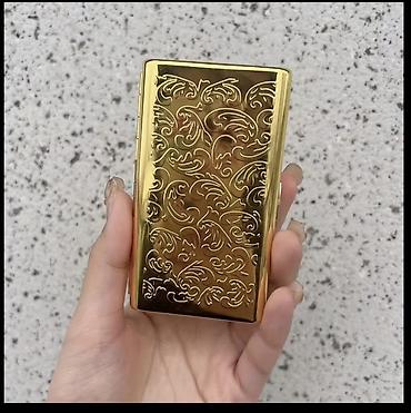 malbro siqaret: Qızılı rəngli metall siqaret qutusu - Material: parlaq metal (qızılı — 1