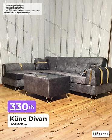 Ev və bağ: Künc divan – 260×160 sm Xüsusiyyətlər: - Mexanizm: açılan, bazalı - 2 — 1