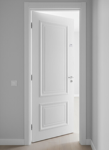 seyif qaplar: Ağ rəngdə klassik dizaynlı iç qapı. - Material: hamar səthli
