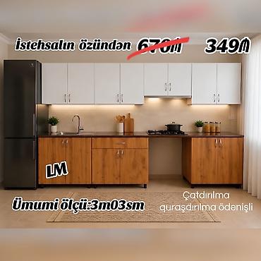 Mətbəx mebeli: Mətbəx mebellərinin sifarişlə hazırlanması✔️ Ölçü : 3metr03sm☑️ üst — 2