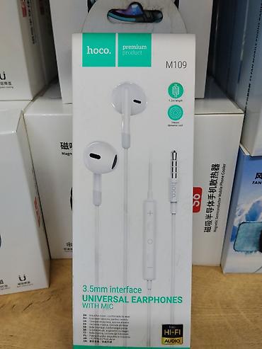 iphone cable: Проводные наушники Hoco M109 (3,5 мм) с микрофоном - Универсальное — 1