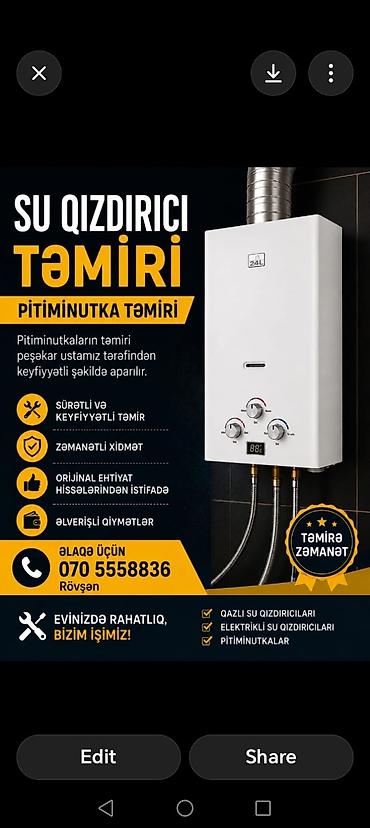 su keni: Su qızdırci təmiri hər növ pitimunutkalar rovsen 0705558836 — 1