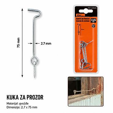 KMT Za vrata i prozore 9368846 Opis: Metalna kuka za prozor/vrata sa