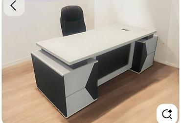 dolab mebel: Müasir dizaynlı ofis masa dəsti - Rəng: Açıq boz və qara kontrastlı — 1