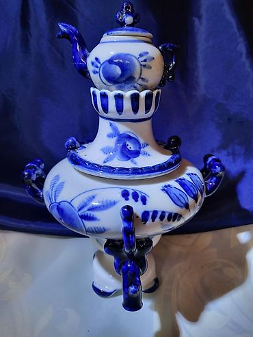 Figure: Kompletan ukrasni samovar Gzhel USSR iz 70ih.godina. Originalni ruski — 5