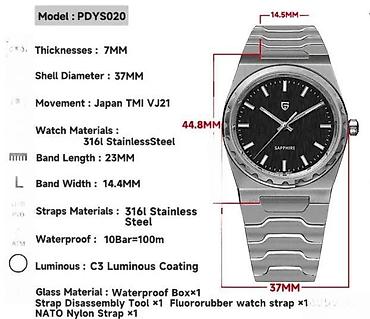 Ručni satovi: PAGANI DESIGN PD-YS020 - 37mm - Plava - Debljina : 7mm — 10