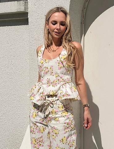 bitkisel mix: Dvoset ženski komplet – top sa peplum detaljem i široke pantalone - — 6