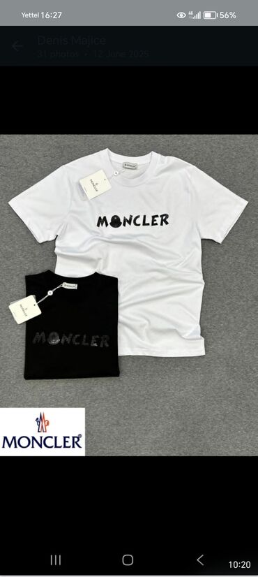 tom tailor majice sa kragnom: Short sleeves T-shirt, L (EU 52), Moncler, color - Black, Cotton