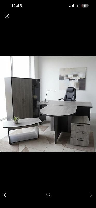 Офисные шкафы: Кабинет руководителя! Серый В комплекте: Шкаф 120x150x40 Стол — 1