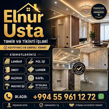 evlerin temiri ve dizayni: Elnur Usta – təmir və tikinti işləri Keyfiyyətli və sərfəli xidmət — 1