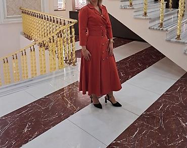 plas cadir: Qadın ziyafət və gündəlik geyim kolleksiyası - Narıncı rəngdə midi — 1