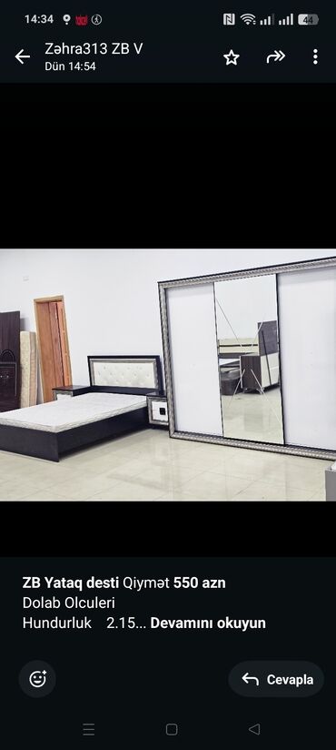 кухонный гарнитур в оше цена: *ZB* *Yataq desti* Qiymət *550 azn* Dolab Olculeri Hundurluk 2.15