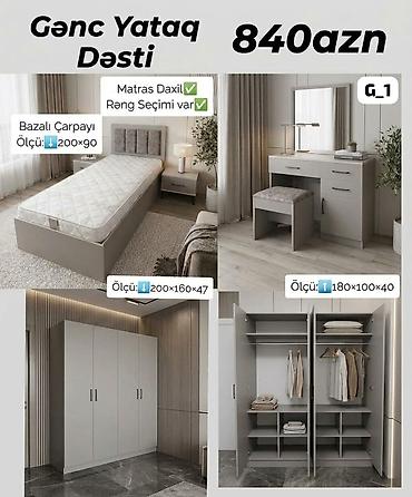 Gənc Yataq Dəsti – 840 AZN Komplekt: - Bazalı çarpayı – ölçü: 200×90