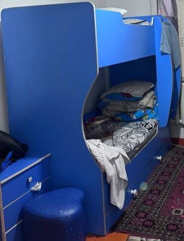 куплю детскую кроватку: Балдар үчүн эки ярустуу, Колдонулган, ЛДСП, түсү - Көгүлтүр