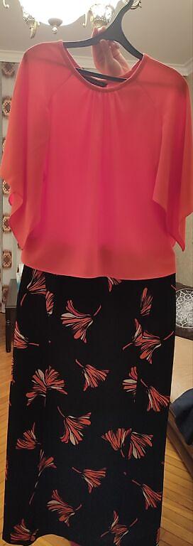ZARA Woman dəst - Tərkib: üst – axıcı şifon tipli bluz, ətək – çaplı