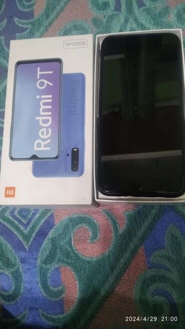 телефоны за 7000: Xiaomi, Redmi 9T, Б/у, 64 ГБ, цвет - Синий, 2 SIM