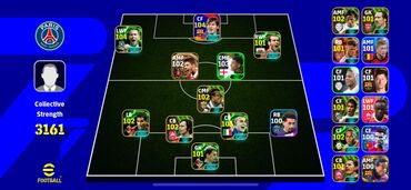 EFootball 2025 futbol oyunu hesabı, yüksək kollektiv gücü və müxtəlif