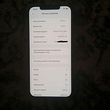Apple iPhone: IPhone 12 Pro Max, Б/у, 128 ГБ, Pacific Blue, Чехол, 93 % — 9