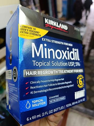 аппликатор: Набор для стимуляции роста волос: Minoxidil 5% Kirkland + дермароллер — 6