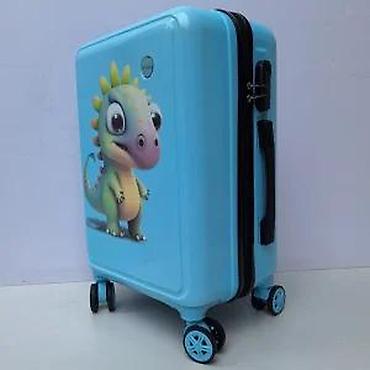 Rančevi, torbe i koferi: Dečji kofer na točkiće – plavi sa motivom dinosaurusa - Tvrda školjka — 6