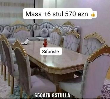 embawood dolab: Qonaq otağı üçün, Yeni, Açılmayan, Dördbucaq masa, 6 stul — 1