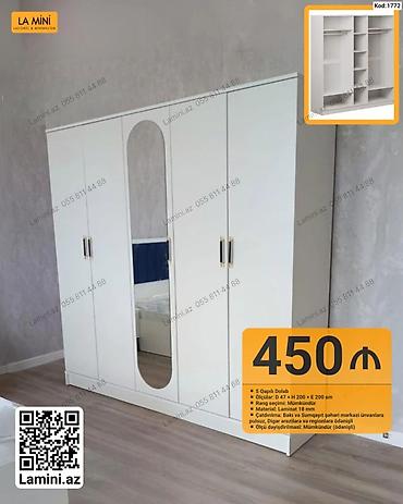 Dolablar: 5 qapılı dolab – Kod: 1772 - Ölçülər: Dərinlik 47 sm × Hündürlük 200 — 1