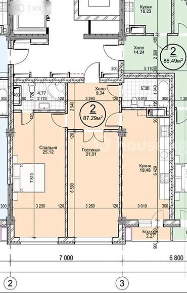 Продажа квартир: 2 комнаты, 87 м², Золотой квадрат Элитка, 11 этаж, ПСО (под самоотделку) — 3