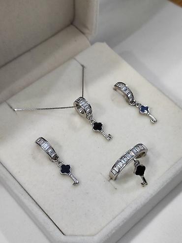 Серебряные наборы украшений: Серебряный Набор+ Цепочка Дизайн под Ванклиф Серебро 925 пробы — 6