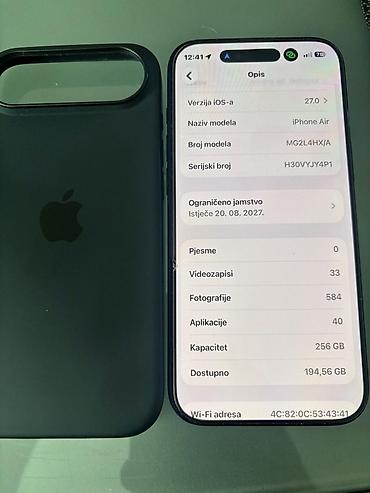 s10 cena polovan: Apple iPhone 18 Air model: MG2L4HX/A) – 256 GB - Ekran sa Dynamic — 3
