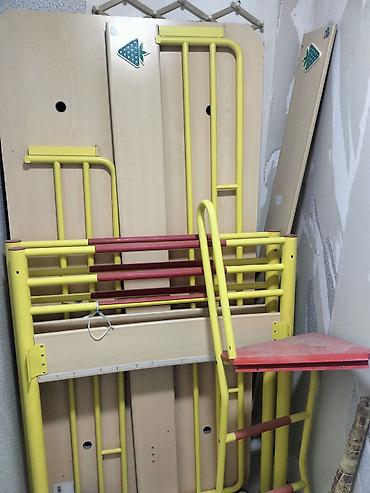 dəmir borular: Uşaq üçün iki mərtəbəli çarpayı komplekti - Rəng: sarı metal — 1