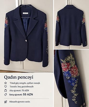 pencekler: Qadın pencəyi - Rəng: tünd göy - Qollar: naxışlı dizayn - Model — 1