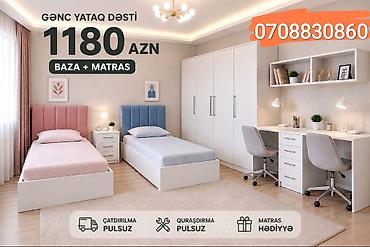matras gence: Gənc yataq dəsti – modern, işıqlı dizayn Dəst tərkibi: - 2 ədəd tək — 1