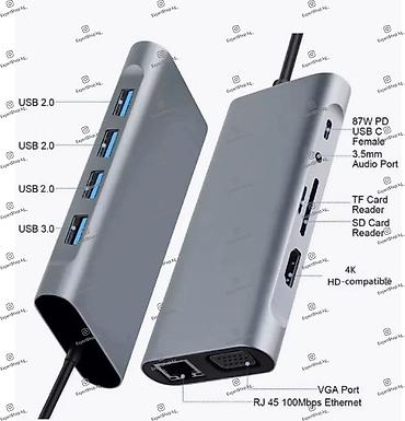 type: Хаб Type-C 11-в-1, гигабитная док-станция, разветвитель, адаптер с 11 — 1