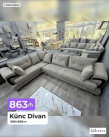 kunc divanları 2020: Künc Divan – 300×200 sm - Rahat L formalı dizayn: iri oturma sahəsi — 1