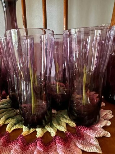 бокалы для вина: Марганцевое стекло: наборы, фужеры, бокалы, рюмки