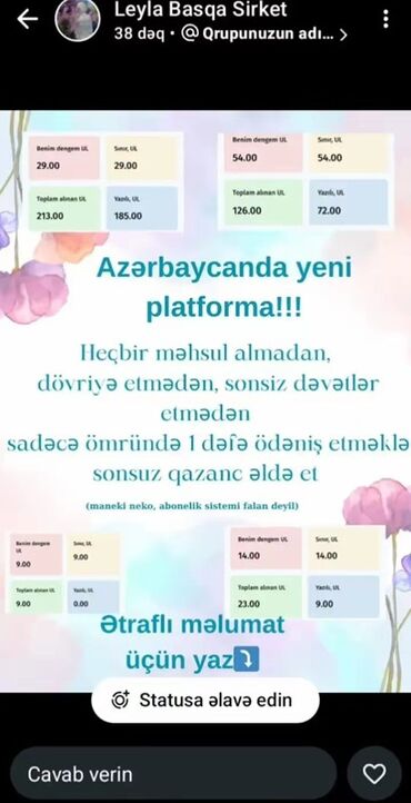 Kabellər: Xidmət: “Azərbaycanda yeni platforma” Təsvir: - Heç bir məhsul