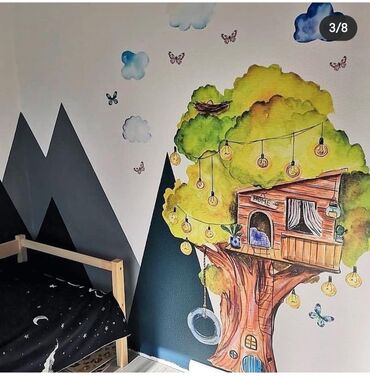 картины из дерева: Наклейки-самоклейки для комнат украсят ваше гнездышко. Домик