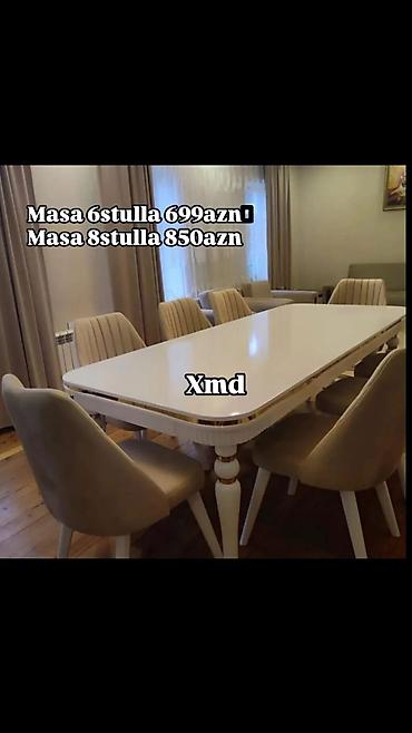 Masa və oturacaq dəstləri: Yemək otağı üçün modern masa-stul dəsti - Komplekt variantları: - — 47