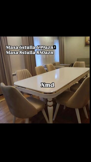 Stullar: Qonaq otağı üçün, Açılmayan, Dördbucaq masa, 6 stul