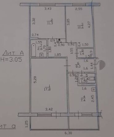 Продажа квартир: 3 комнаты, 72 м², 105 серия, 6 этаж, ПСО (под самоотделку)